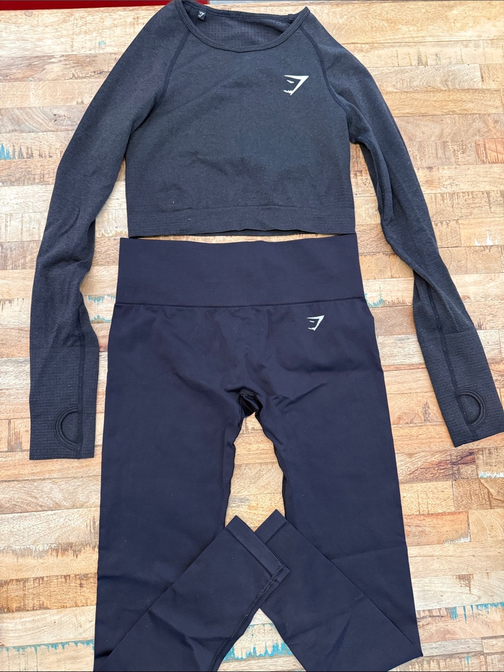 Gymshark Kids Black Long Sleeve Crop Top & High-Waist Leggings